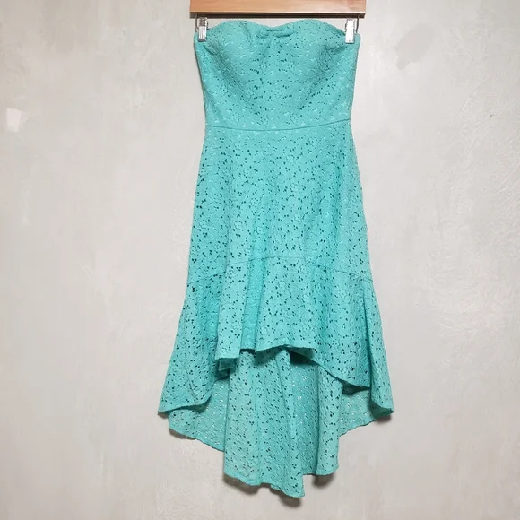 Betsey Johnson | Dresses | Betsey Johnson Turquoise Blue Strapless High Low  Sweetheart Lace Dress | Poshmark